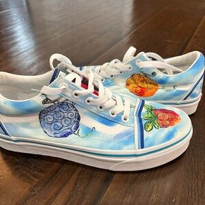 Vans White and Blue Sneakers